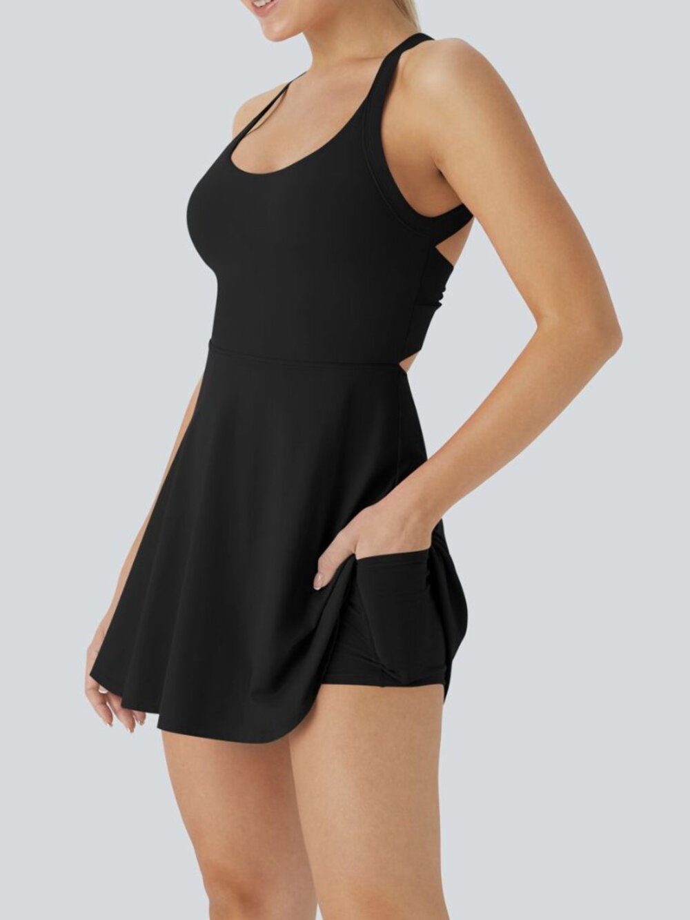 Halara Black Backless Twisted Easy Peezy Dress